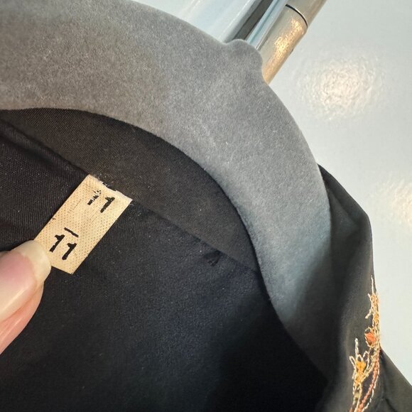 Black Embroidered Kurta Handcrafted Details, Size 11/Teen Tunic - Picture 5 of 5